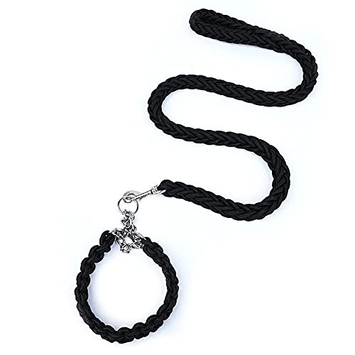 Love Dream Dog Collar and Leash Set, Heavy Duty Nylon Braided Rope Strong 4 FT Dog Leash and Martingale Training Collar for Small Medium Large Dogs Training and Walking (Black) - color: Black, size: Medium (Thick 1.5cm)