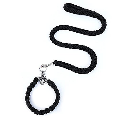 Love Dream Dog Collar and Leash Set, Heavy Duty Nylon Braided Rope Strong 4 FT Dog Leash and Martingale Training Collar for Small Medium Large Dogs Training and Walking (Black) - color: Black, size: Large (Thick 2.0cm)