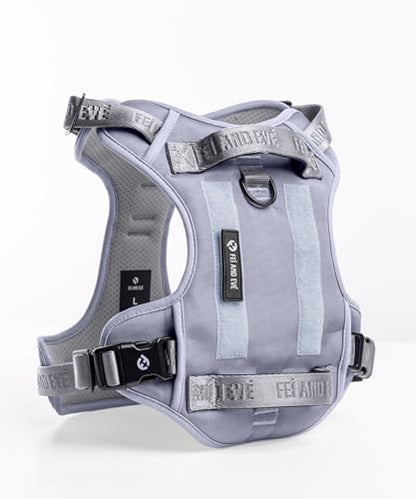 2026 New Edition, Fei & Eve Classic Dog Harness - Quick-Release Buckles | 3-Point No-Pull Control | Heavy-Duty 900D Nylon | Dual Safety Handles | Breathable Mesh | Adjustable Fit | Medium,Gray - color: Twilight Gray, size: M