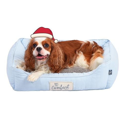 FluffyDream Small Dog Bed, Super Soft Pet Bed Furniture, Suitable for Dogs Up to 30lbs, 24'' x 20'', Light Blue - color: Light Blue