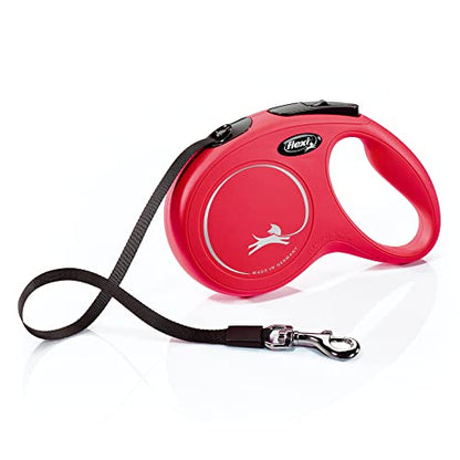 FLEXI New Classic Tape Retractable Dog Leash for Medium-Sized Dogs Upto 55 lbs. – 16 ft., Red | Tangle Free Pet Walking Leash with One-Handed Brake, Pause, Lock|German Quality Product - color: Red, size: Medium - 16 Feet (Tape)