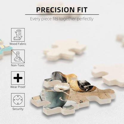 500 Pieces Jigsaw Puzzles for Adults, Black Dog Coffee Co. Dark Roast Dachshund Art Puzzle, Stress Relief Concentration Training Brain Teaser Puzzle 20.4x15 Inch - color: Wooden Puzzle4, size: 500 Piece pcs