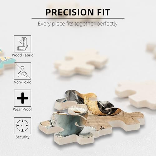 1000 Pieces Jigsaw Puzzles for Adults, Black Dog Coffee Co. Dark Roast Dachshund Art Puzzle, Stress Relief Concentration Training Brain Teaser Puzzle 29.5x19.7 Inch - color: Wooden Puzzle4, size: 1000 Piece pcs