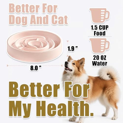 Ceramic Slow Feeder Dog Bowls with Anti-Slip, Slow Feeder & Non-Slip Design, Boredom and Anxiety Reducer, Suitable for All Breed Dogs and Cat (Ceramic-Pink) - color: Ceramic-Pink