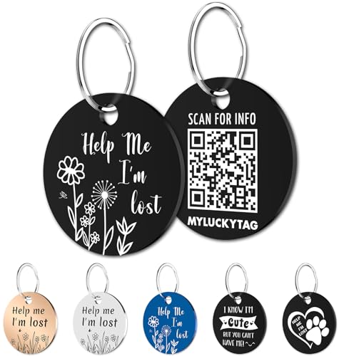 Stainless Steel QR Code Pet ID | Personalized Dog & Cat Tag with Online Profile & Location Alert Email | Durable Collar Identifier