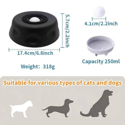 Slow Feeder Dog Bowls for Liquid Treats, Ball-in Interactive Bone Broth Dog Lick Bowl, 250ml Pup Lick Mat Toy for Large Medium Small Breeds, Ideal for Dietary Supplement & Post-op Nutrition (Black) - color: Black