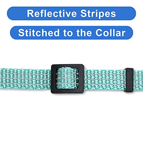Pawtitas Reflective Teal Cat Collar with Safety Buckle and Removable Bell for Kitten and Cats - color: Reflective Teal