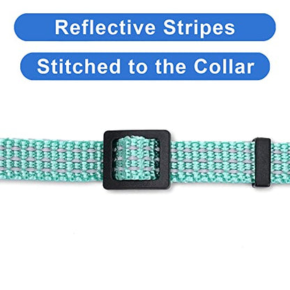 Pawtitas Reflective Teal Cat Collar with Safety Buckle and Removable Bell for Kitten and Cats - color: Reflective Teal