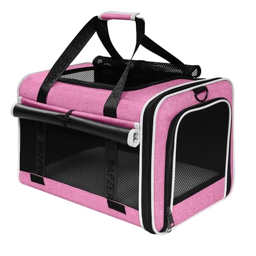 Top Loading Medium Cat Carrier with Privacy Protection for Nervous Pet, Soft-Sided Small Puppy Travel Crate Vet Visit, Kitty Cage Kennel Bag Suitcase Luggage Sleeve, 18x11x11 Inch Pink - color: Pink