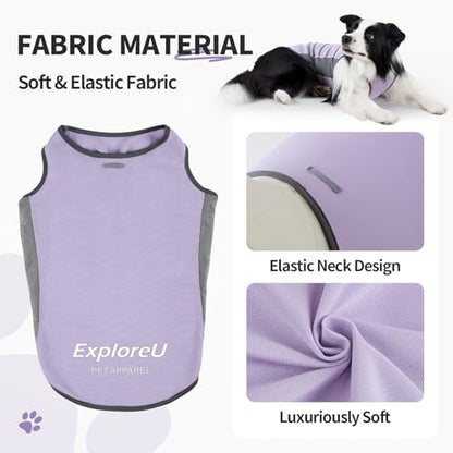 Dog Shirt, Cooling Vest Lightweight Breathable, Dog T-Shirts All-Season Sun Protection Quick Dry Soft Stretchy Reflective Tank Top - Small Medium Large Dogs (Brier Rose+Lilac Ether, Large) - color: Brier Rose+Lilac Ether, size: Large (44-55lbs)