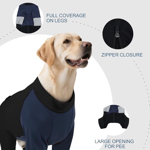 Dog Sun Cooling Shirt with Long Sleeves, UV Resistant & Cooling Shirt for Hot Weather, BlueBlack, 4XL - color: BlueBlack, size: 4XL