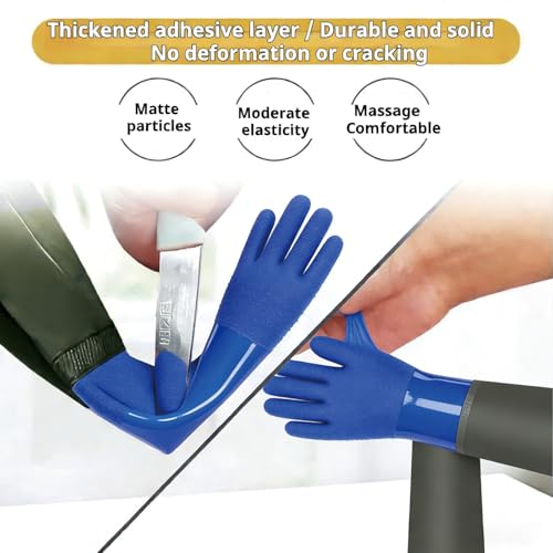 YOFANG 27.2" Pet Grooming Bathing Gloves,Extra Long Waterproof Rubber Washing Gloves for Dogs & Cats,Anti-Bite Anti-Scratch Hair Removal Cat Bath Gloves with 3000+ Massage Particles,Blue/Green ﻿ - color: Blue and Green