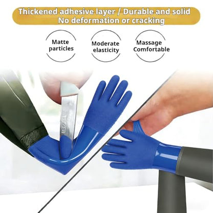 YOFANG 27.2" Pet Grooming Bathing Gloves,Extra Long Waterproof Rubber Washing Gloves for Dogs & Cats,Anti-Bite Anti-Scratch Hair Removal Cat Bath Gloves with 3000+ Massage Particles,Blue/Green ﻿ - color: Blue and Green