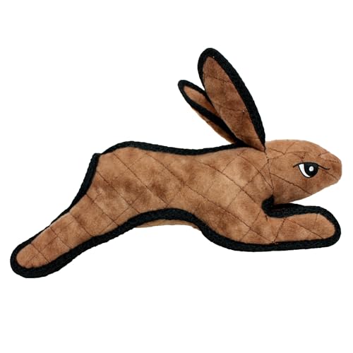TUFFY World’s Tuffest Soft Dog Toy – Barnyard Series, Brown Rabbit with Squeakers - color: Brown, size: Large