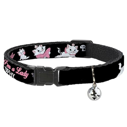 Cat Collar Breakaway Aristocats Marie 3 Poses Because Im A Lady Thats Why Black 8 to 12 Inches 0.5 Inch Wide