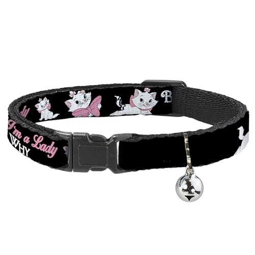 Cat Collar Breakaway Aristocats Marie 3 Poses Because Im A Lady Thats Why Black 8 to 12 Inches 0.5 Inch Wide