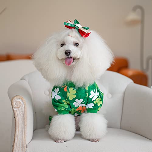 CuteBone Clover St.Patrick's Day Small Dog Pajamas Soft Puppy Pjs Fleece Stretchy Onesie Cat Clothes for Daily Wear P275S - color: Clover, size: Small