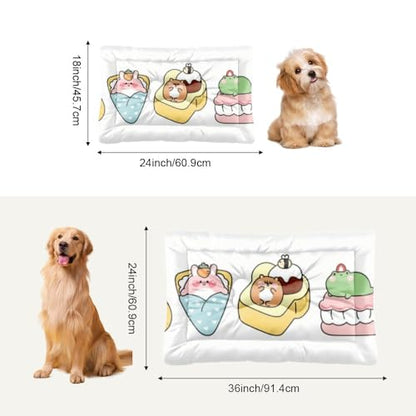 Cozy Cat Beds with Anti-Slip Bottom, Sweet Cute Foods Inside Dog House Dog Kennel Pad Bedside Bed Ultra Soft Floor Mat for Indoor& Outdoor Sofa Cars, Machine Washable 36 × 24 inch - size: 36 × 24 inch