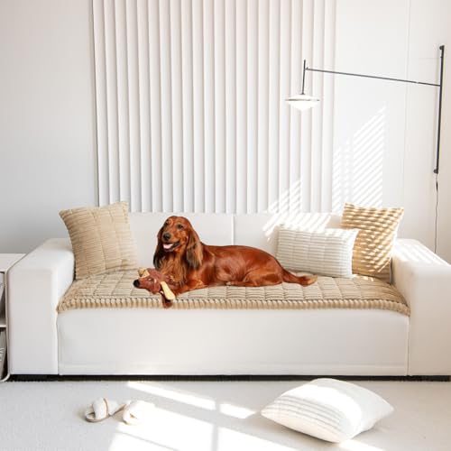 Mitid Sofa Cover Fuzzy Couch Cover for Pet, Couch Covers for Dogs Washable Non-Slip Sofa Slipcover Cushion Protector Pets Friendly Mat Brown - color: Coffee, size: 27.6X59.06