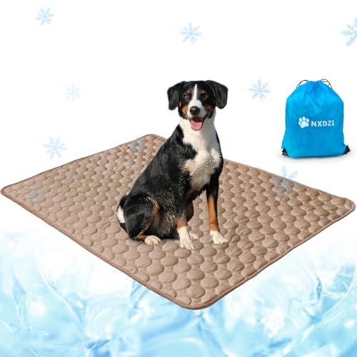 Dog Cooling Mat for Dogs, 59 x 40 Inch Washable Pet Pad, Soft Breathable Dog Bed Mat for Large Dogs, Lightweight Summer Blanket for Crate, Sofa, Floor, Car Seat, Indoor and Travel Use, Brown - color: B-Brown-1 Pc, size: 59 in x 40 in