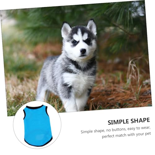 Pet Sleeveless Vest Breathable Mesh Dog Shirt Blue M Size Cooling Pet Clothes for Puppies and Small Dogs