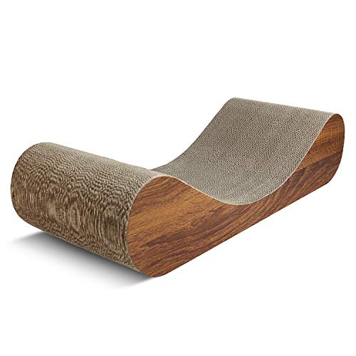 Simple Delxue Horizontal Cat Scratcher Pad, 23.6" Large Cat Scratcher Cardboard Lounge Bed, 100% Recyclable & Reversible Durable Cat Scratching Board - color: Bone Wood