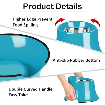 Tilted Elevated Dog Bowls Non-Slip & Non-Spill Pet Feeder with Elevated Detachable Melamine Stand, High Capacity Tilted Dog Bowl for Medium Small Size Dogs M/2 Cup Grass Blue - color: Grass Blue, size: M/2 Cup