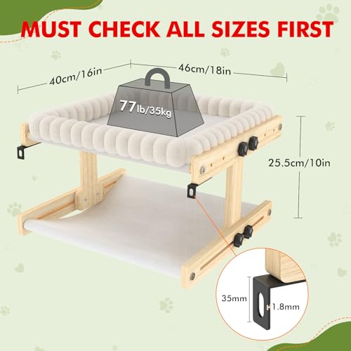 Cat Perch for Window XiaZ Cats Hammock Indoor Cat Bed for Window Adjustable Wooden Frame W/Soft Warm Plush-Lined Cushion Perfect for Bird Watching Sunbathing Space-Saving Easy Install Double Layer - size: Double Layer