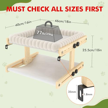 Cat Perch for Window XiaZ Cats Hammock Indoor Cat Bed for Window Adjustable Wooden Frame W/Soft Warm Plush-Lined Cushion Perfect for Bird Watching Sunbathing Space-Saving Easy Install Double Layer - size: Double Layer