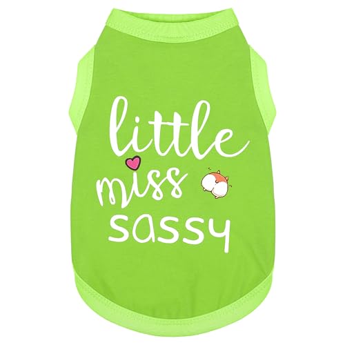 Paiaite Dog Clothes Fashionable Sleeveless Pet Vest: 'Little Miss Sassy' Printed Cotton Dog Shirt, Ideal for Small, Medium, and Large Breeds, Ensuring Comfort and Breathability Green XS - color: Green, size: XS-(2~6lb) | Chest(~13.7")