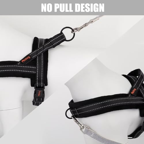Didog Soft Flannel Padded Dog Vest Harness, No Pull/Quick Fit Reflective Dog Strap Harness, Easy for Training Walking (S:Chest 18-22", Black) - color: Black, size: S:chest 18-22"