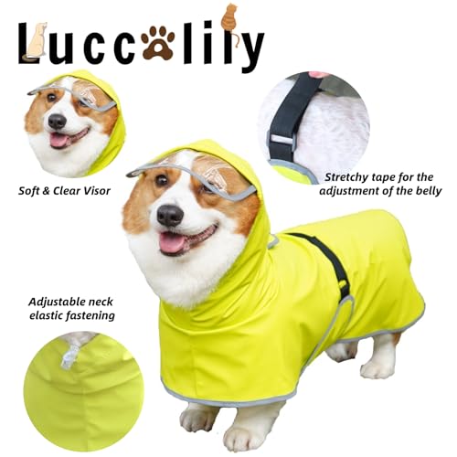 Dog Rain Jacket with Hood, Waterproof Dog Raincoat, Adjustable Belly Strap Protection, Lightweight Poncho (Small Plus, Light Green) - color: Light Green, size: Small Plus (S +)