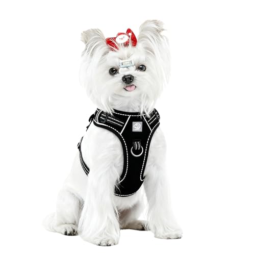 Vest Harness for Dogs - Reflective Adjustable Padding with Easy-On Design & Leash Attachment (S, Black) - color: Black, size: S