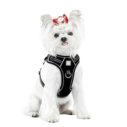 Vest Harness for Dogs - Reflective Adjustable Padding with Easy-On Design & Leash Attachment (S, Black) - color: Black, size: S
