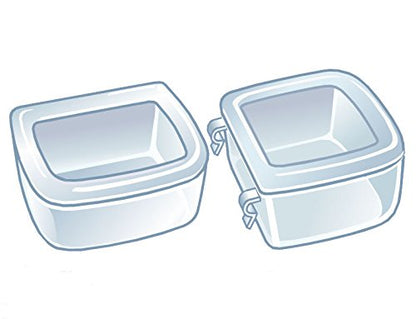 DryFur Pet Carrier Food Water Dish - Clear- Spill Resistant - Hook On Cups - Travel Kennel Bowls set of 2 (Small)