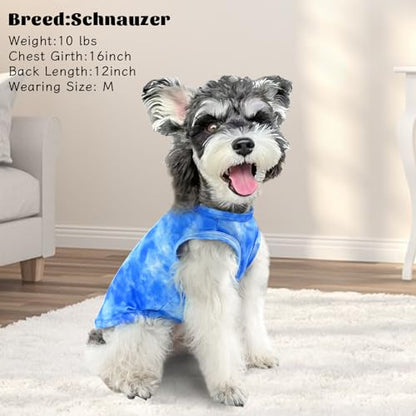 XPUDAC 4 Pack Dog Shirt Tie Dye Lightweight Dog Clothes for Small Dogs Boy Girls Breathable Stretchy Tank Top Vest-2X-Large - size: XXL-22" Chest
