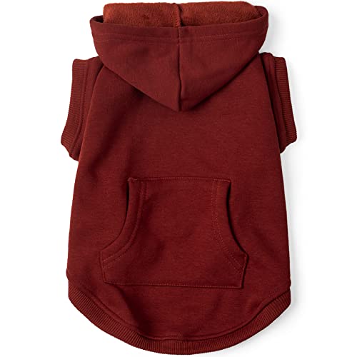Dog Hoodie Fleece Puppy Clothes Warm Sweater with Hat for Small Dogs Cat Hooded Shirt Kitten Pet Basic Hoodies Sweatshirt with Pocket Doggie Soft Winter Coat Apparel (Red; S) - color: Red, size: S-(2~7lb) | Chest(~13")