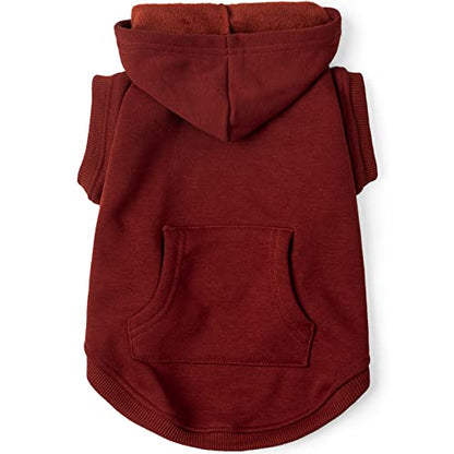 Dog Hoodie Fleece Puppy Clothes Warm Sweater with Hat for Small Dogs Cat Hooded Shirt Kitten Pet Basic Hoodies Sweatshirt with Pocket Doggie Soft Winter Coat Apparel (Red; M) - color: Red, size: M-(6~9lb) | Chest(~15.3")