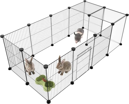 HOMIDEC Pet Playpen,Small Animals Cage DIY Wire Portable Yard Fence with Door for Indoor/Outdoor Use,Puppies,Kitties,Bunny,Turtle 48" x 24" x 16" - style: Black