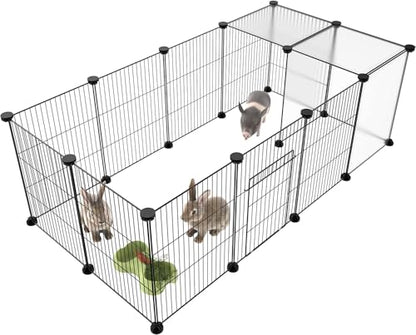 HOMIDEC Pet Playpen,Small Animals Cage DIY Wire Portable Yard Fence with Door for Indoor/Outdoor Use,Puppies,Kitties,Bunny,Turtle 48" x 24" x 16" - style: Black