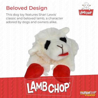 Multipet Lamb Chop Dog Plush Toy - Squeaky Toy for All Dogs - Extra Soft Plush - Stuffed Animal Dog Toy for Cuddling & Playing - Cute Pet Toy (6", Cream) - size: 6", style: White