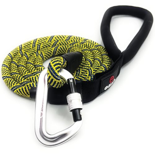 Heavy Duty Dog Leash with 1100LB Rated Locking Carabiner – 6FT Climbing-Inspired Reflective Rope Leash for Large & Medium Dogs that Pull – Padded Handle (Navy/Yellow) - color: Navy/Yellow