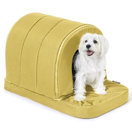PELZIN Orthopedic Dog Bed House - Outdoor Waterproof Dog Tent with Washable Removable Cover - Durable Indoor Pet Cave Bed for Small Breeds & Fits 24-Inch Crate - 23"x16", Moonstone - color: Moonstone, size: 23"L x 16"W x 17"Th