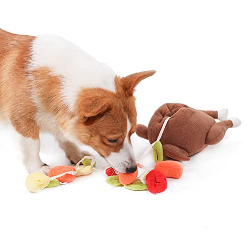 Dog Snuffle Plush Turkey Toy for Dogs Interactive Foraging Chew Toy Hide & Seek Reducing Boredom Preventing Obesity Dog Toy for Teething Puppies for Teeth Dog Snuffle Toys Plush Chew Toys