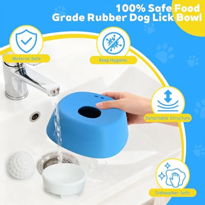 Slow Feeder Dog Bowls for Liquid Treat，Lick Sphere Bowl with Rolling Balls for Bone Broth & Yogurt, Non-Slip Interactive Slow Eating Toy, Small Medium Large Breeds (Black-1PC) - color: Black-1PC
