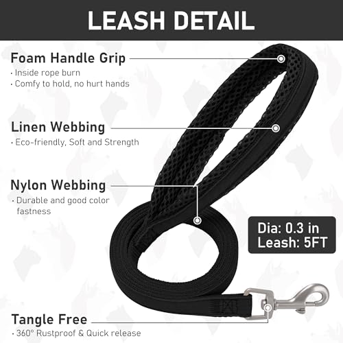 Small Dog Harness Collar and Leash Set, Step in No Chock No Pull Linen Fabric Soft Mesh Dog Vest Harnesses Reflective for Dogs Puppy Cats Kitten Rabbit (Black, XS) - color: Black, size: X-Small