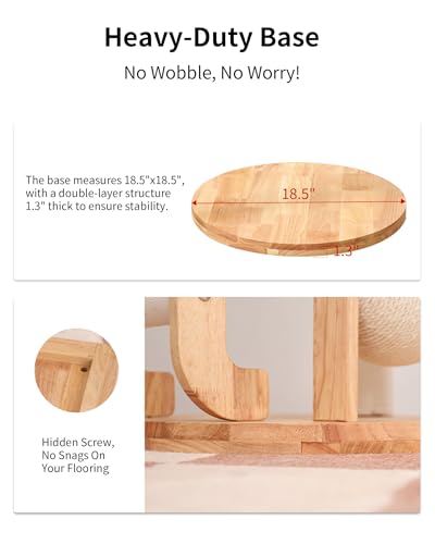 Wood Cat Tree for Large Cats, Modern Cat Tree Tower with Wide Shelves Cotton Scratching Posts, Super Sturdy Base, Cozy Perches, and Interactive Toys for Indoor Kittens - color: s94