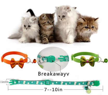 10PC Floral Cat Collar Set with Bells - Breakaway Safety for Kittens and Small Cats (#1) - color: #1
