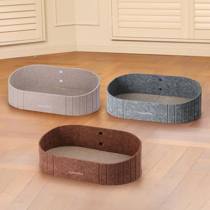 FUKUMARU Cat Scratcher, 24 Inch Sofa Shape Cat Scratching Bed, Reversible Detachable Cats Scratching Board, Round Cats Scratch Pads Refill Indoor, Caramel - color: Caramel
