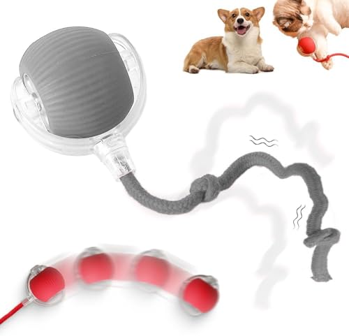 Interactive Rolling Dog Ball - 2025 Upgraded Version, 360 Intelligent Automatic Moving Toy for Dogs and Cats (Gray) - color: Gray